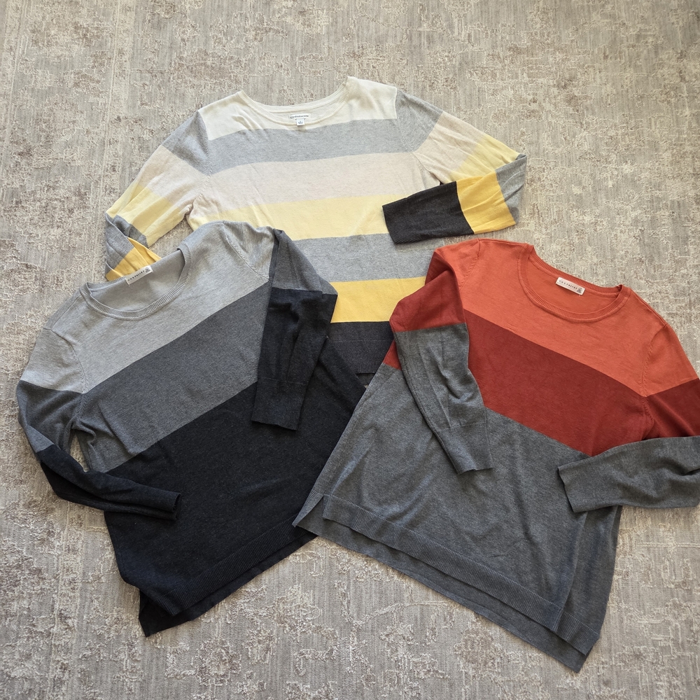 3 Long Sleeve Sweaters L - Croft & Barrow & Retrology